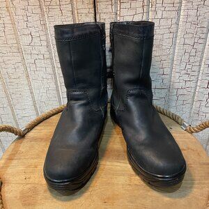 Romika black leather shearling winter ankle boots 12 "Flip-Ice-Grip" 46